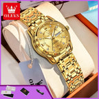 OLEVS 5513 Woman Watch Luxury Diamond Scale Dual Calendar Stainless Steel Strap Waterproof Watches Elegant Ladies Wristwatcheses
