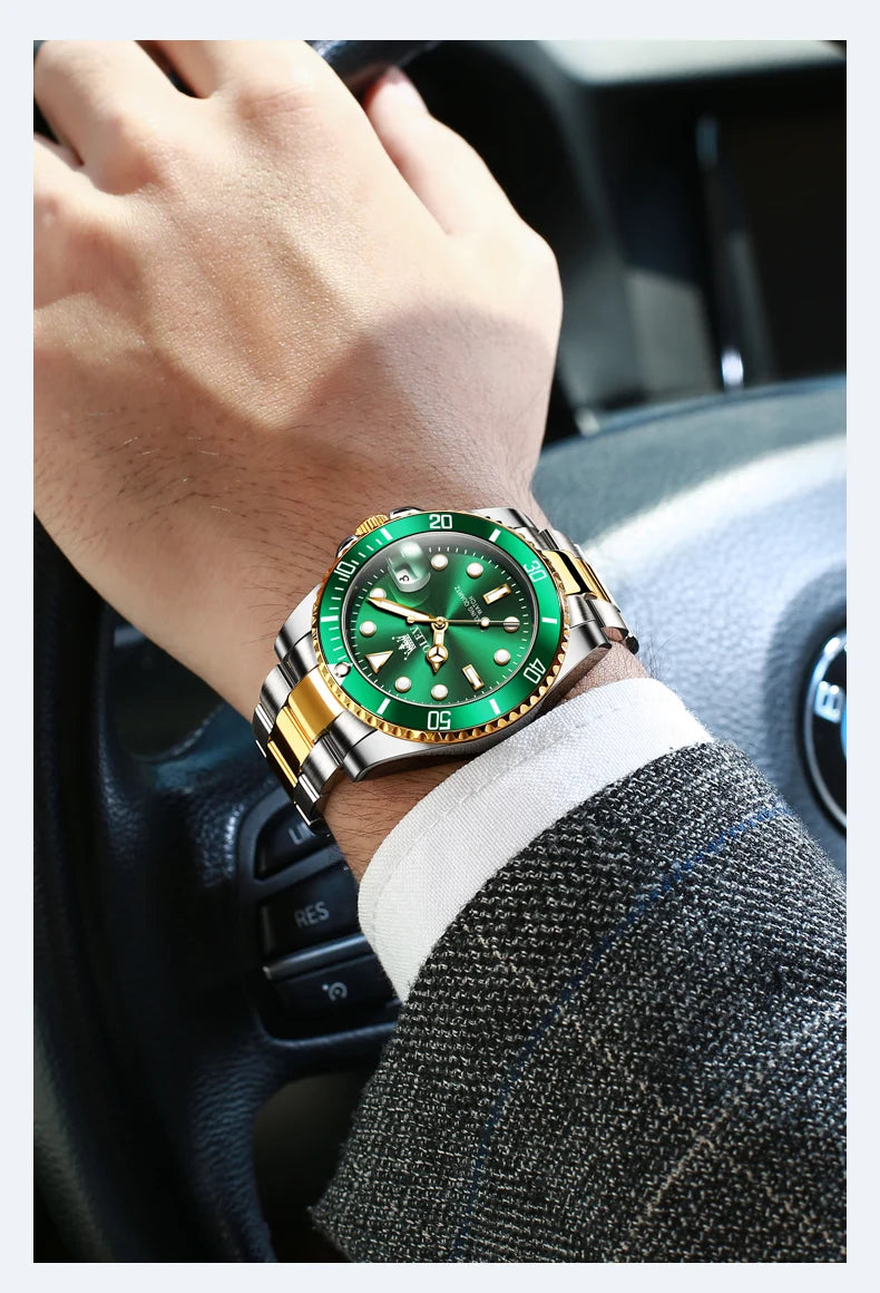 OLEVS 5885 Business Men Watch Diving Quartz Watch Luxury Stainless Steel Waterproof Luminous Automatic Date Men Original Watch