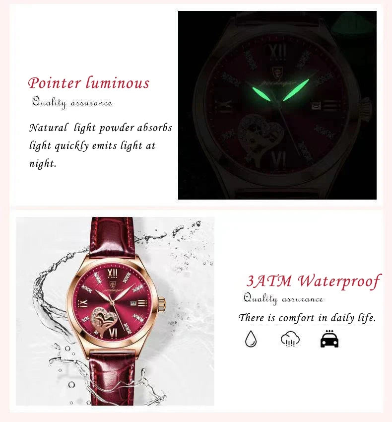 POEDAGAR Luxury Casual Watches For Women Waterproof Calendar Leather Ladies Watch High Quality Fashion Woman's Quartz Wristwatch