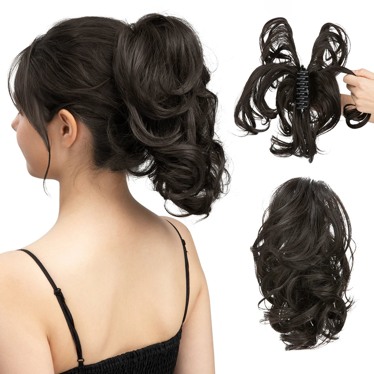 Synthetic Diy Claw Clip In Ponytail Hair Extensions Hairpiece Hair Bun Fake Black Blonde Natural Hair False Pigtail for Women