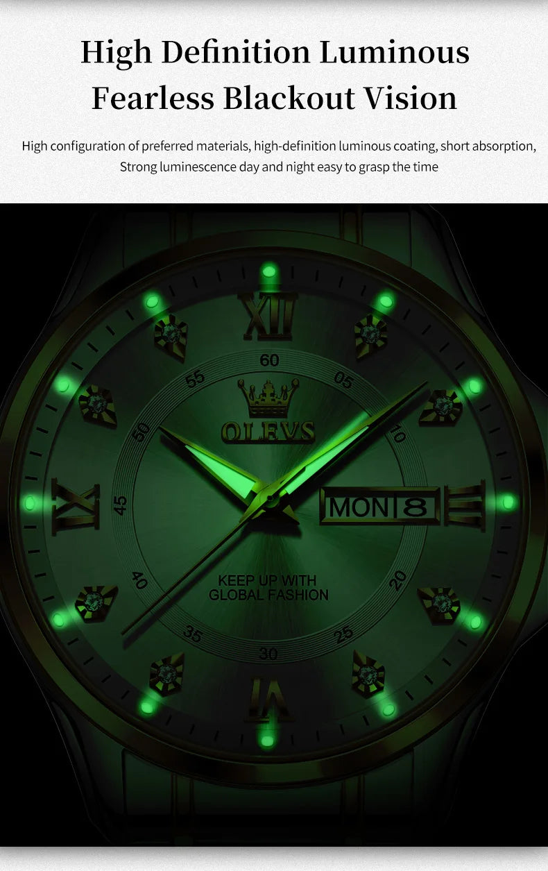 OLEVS 2906 Luxury Original Wristwatch For Man Luminous Week Date Waterproof Classic Business Dress Men's Quartz Watch