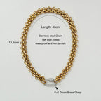 Waterproof 18k Gold Plated Stainless Steel Hypoallergenicity Three Layer Braided Chain Zircon Clasp Necklace YF3811