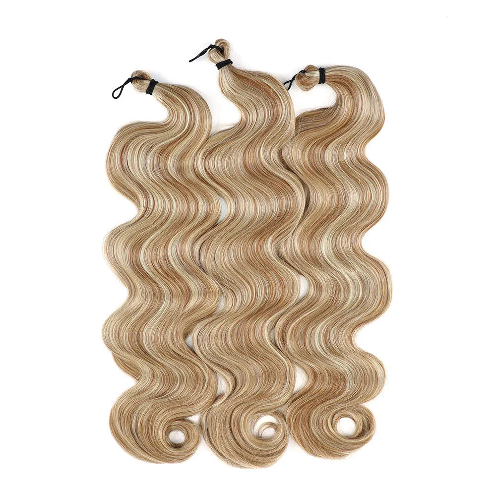 26 inch Body Wave Crochet Hair 3PCS Synthetic Braids Hair Ombre Blonde Balayage Natural Braiding Hair Extensions 300g/lot