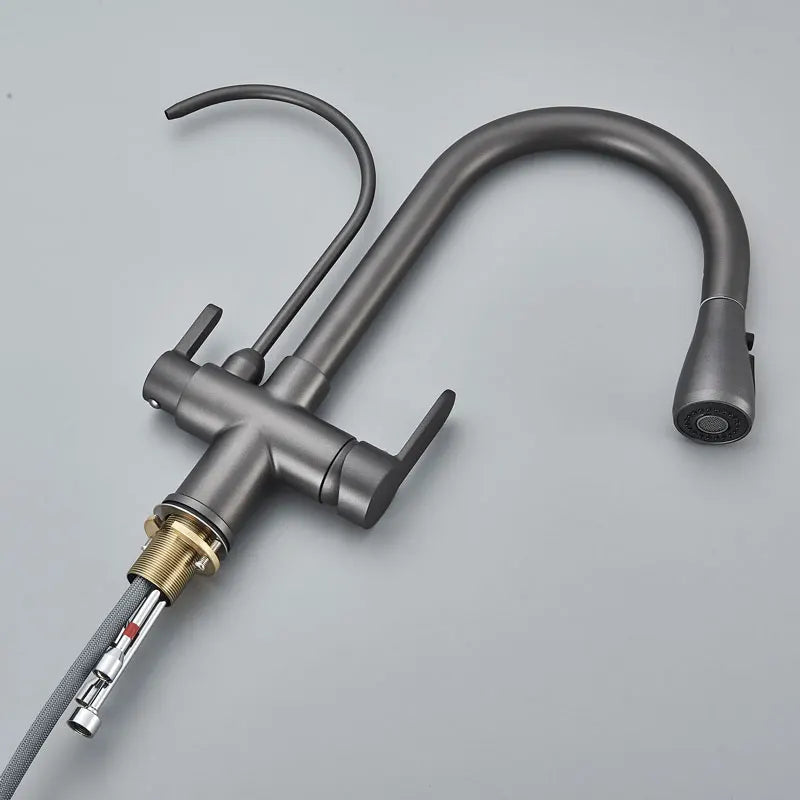 Gold /Black/Chrome Kithcen Purified Faucet Pull Out Water Filter Tap 2/3 Way Torneira Hot Cold Mixer Sink Crane Kitchen Drink