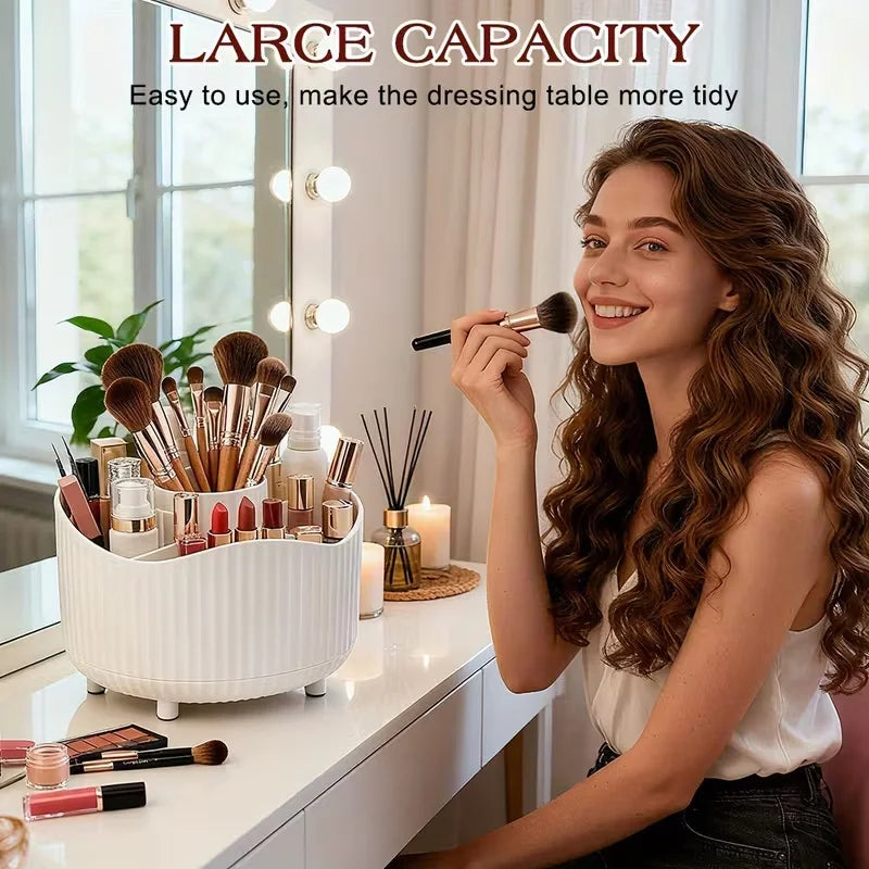 360° Rotating Makeup Organizer Multi-Functional Holder for Brushes, Lipsticks, Skin Care Products, and Stationery - Durable