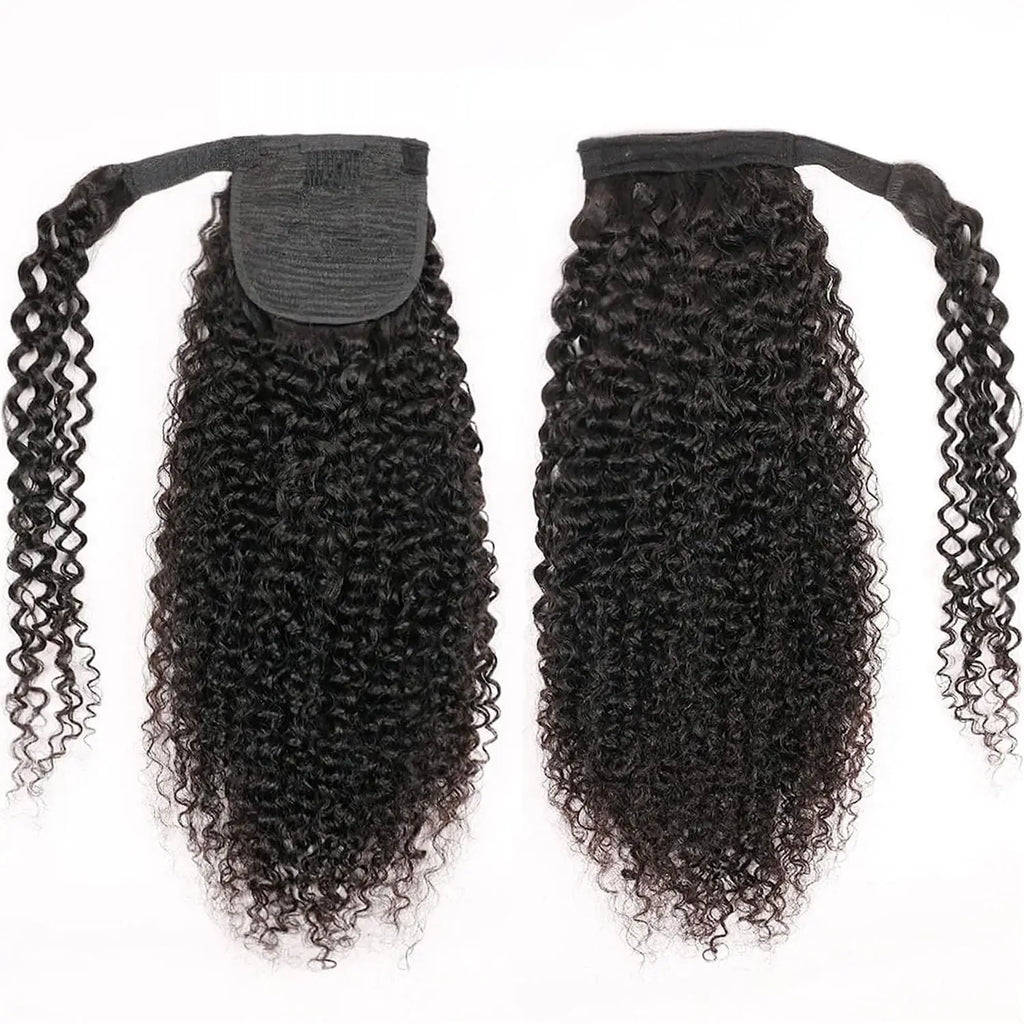 15A Body Wave Ponytail Human Hair Wrap Around Clip in Hairpiece Remy 3C Pony Tail Kinky Curly Ponytail Kinky Straight Ponytail