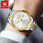 OLEVS 5593 Original Quatz Watch For Men Luxury Top Brand Stainless Steel Waterproof Auto Date HD Luminous Luxury Man Watch