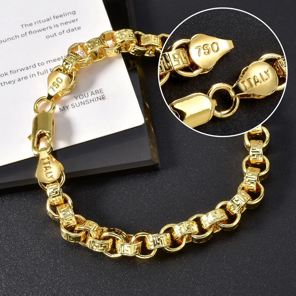 18k Gold Plated Italy 750 Bracelet Copper Braided Shaped Bracelet Hip-Hop Daily Men Women Jewelry Accessories For Friends Gifts