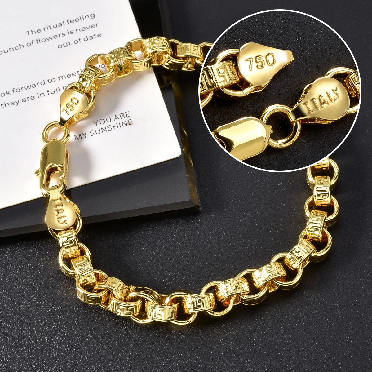 18k Gold Plated Italy 750 Bracelet Copper Braided Shaped Bracelet Hip-Hop Daily Men Women Jewelry Accessories For Friends Gifts