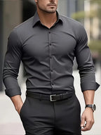 Summer New Men's Long-Sleeve Shirt Business Formal Wear Breathable Lightweight Long-Sleeved Top for Daily Work