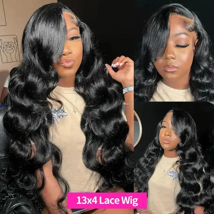 40 42 Inches Silky Smooth Natural Black Body Wave Virgin Lace Wig 16 To 42 Inches 13x6 Wide HD Lace Front 13x4 Daily Lace 250 Density Pre Plucked Undetectable Hairline