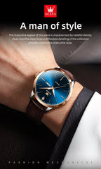 OLEVS 2935 Men Quartz Watch Dual Calendar Luminous Classic Business Watch For Men Fashion Original Waterproof Dress Wristwatch