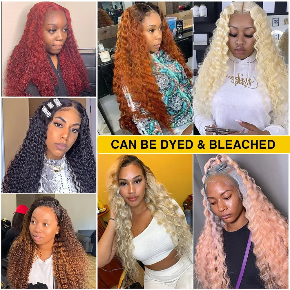 Swupod 13x4 13x6 220% Density Transparent HD Lace Front Wig for Women Deep Wave Remy Human Hair Ginger Orange 350# Loose Curly