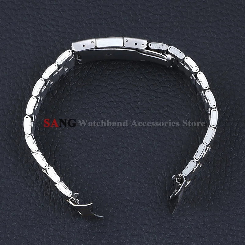 Curved End Watchband Men Women Metal Bracelets 20mm 22mm Stainless Steel Sport Strap Universal Replacement Wristband Accessories
