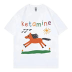 Funny Ketamine Horse Meme T-shirt Men Women Clothing Harajuku Y2k Short Sleeve T Shirts Summer Fashion Casual Cotton T-shirts