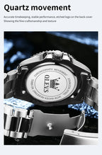 OLEVS Men's Watches Trend Luxury Fine Steel Strap Big Date Original Brand Quartz Wristwatch for Man Waterproof Luminous 5885 New