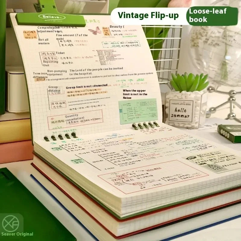 Grid Notepad B5 Sketch Book Notebooks Leaf Notebook Diary Flip Stationery Journal Writing Pads Office School Supplies