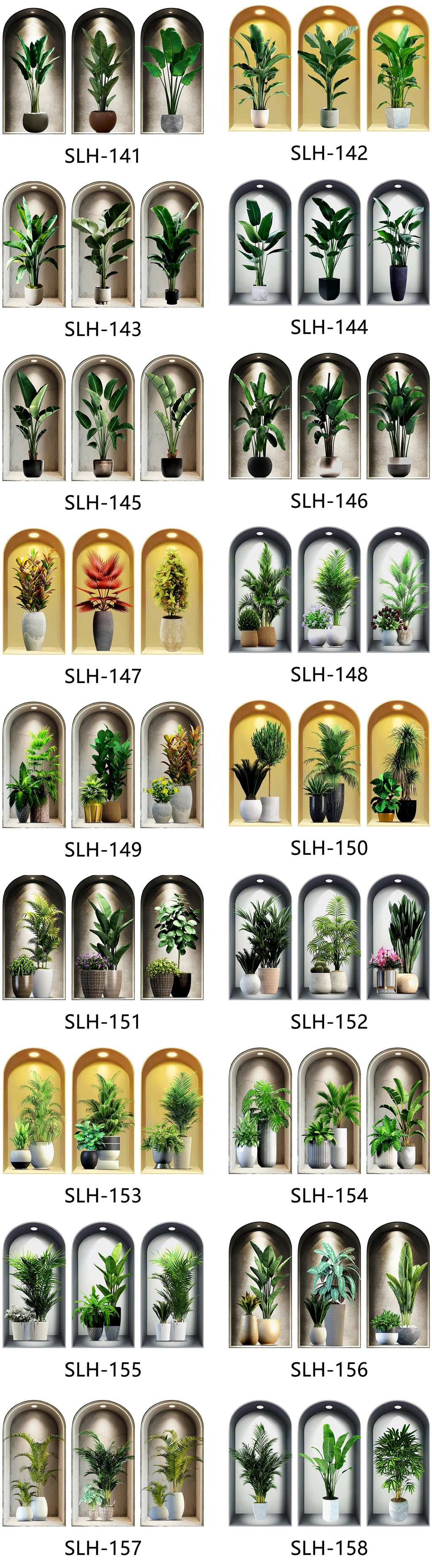 18 Styles Simulated Archway Niche Potted Plant Painting Wall Stickers Bedroom Living Room Hall Peel & Stick Art Mural Decals