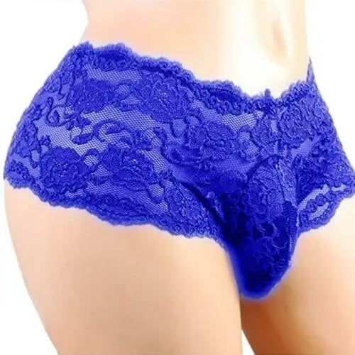 1pc Men's Sexy See Through Lace Pouch Lingerie Panties Bikini Briefs Underwear Low Waist Breathable Solid Color