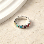 S925 sterling silver James Avery Enamel Connected Hearts Ring