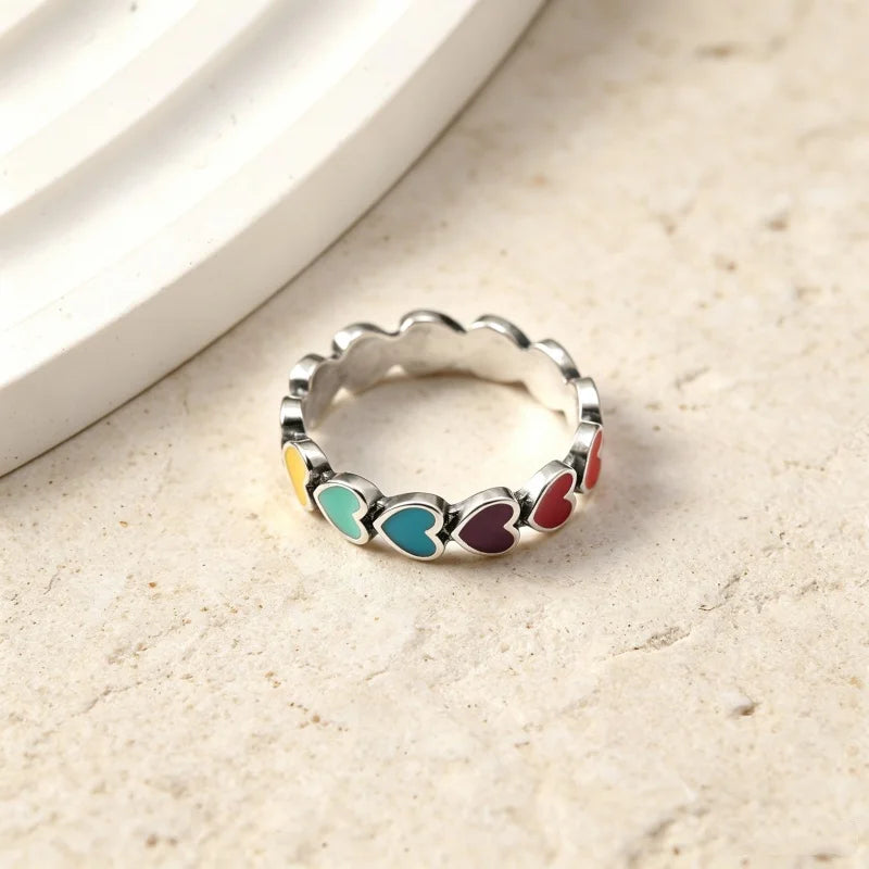 S925 sterling silver James Avery Enamel Connected Hearts Ring