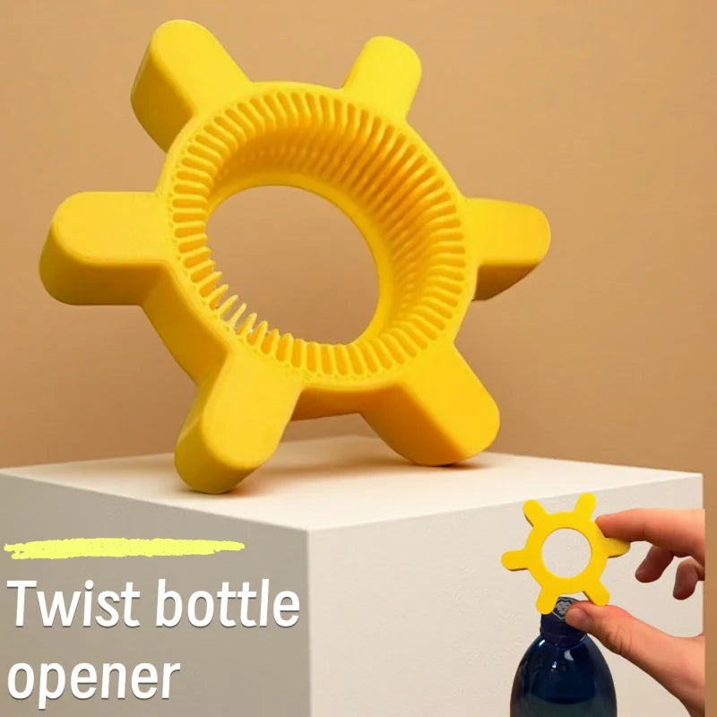 Unique Multi-function Bottle Cap Opener Yellow Plastic Rotary Bottle Opener Bar Supplies Bottle Opener Kitchen Tool