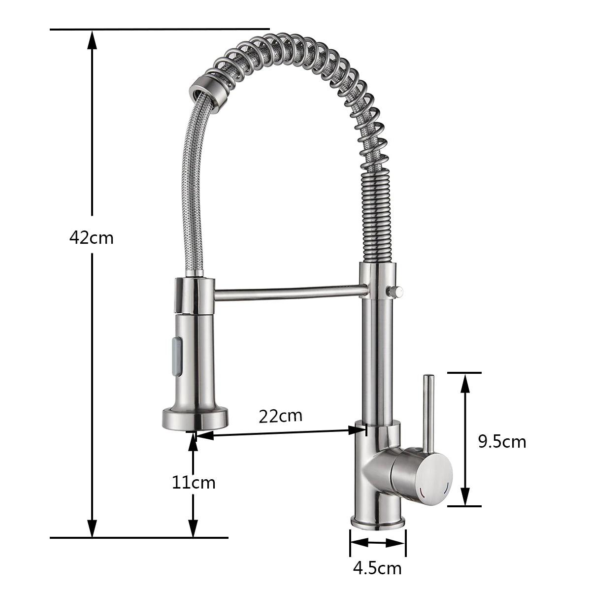 Brushed Nickel/Black Kitchen Faucet Single Handle High Arc Pull down Spray Sink Faucet with Lever Handle in Stainless Steelk