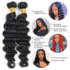 Loose Deep Wave Human Hair Bundles Unprocessed Brazilian Virgin Remy Curly Hair Extension Natural Black Color for Women