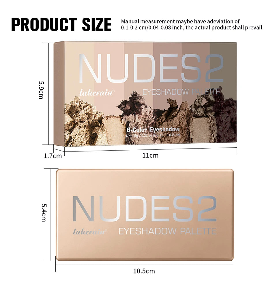 6 Colors Eyeshadow Palette Long-Lasting Rich Pigment Neutral Nude Tones Blendable Matte Shades Portable Daily Party Eye Makeup