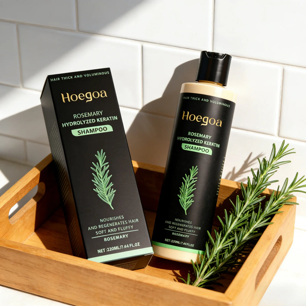 Hoegoa Rosemary Hydrolyzed Keratin Shampoo Strengthening Hair Cleaning Lightweight Hair Loss Treatment Hair Regrowth Shampoo