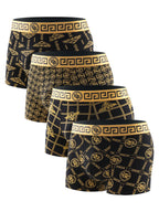4 pieces - men's underwear briefs, trend-print boxers, stylish statement men's briefs, breathable standard boxers