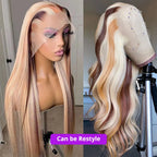 Straight 13x4 HD 4/613 Brown Lace Frontal Wigs Human Hair Transparent Lace Front Wigs For Women Honey Blonde Brazilian Hair Wig