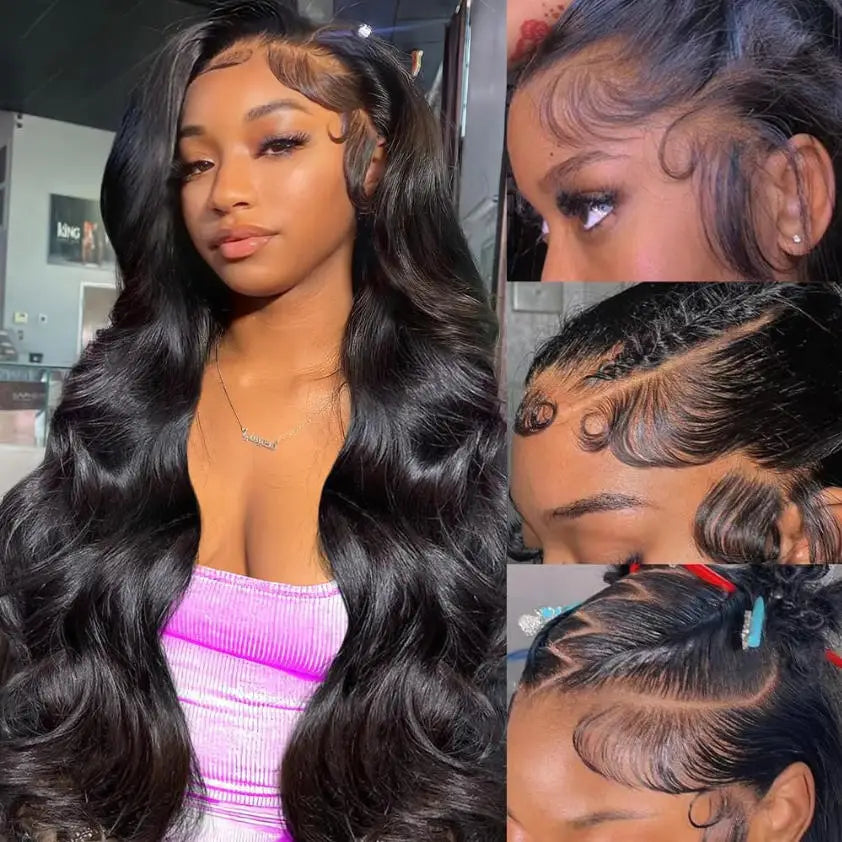 40 42 Inches Silky Smooth Natural Black Body Wave Virgin Lace Wig 16 To 42 Inches 13x6 Wide HD Lace Front 13x4 Daily Lace 250 Density Pre Plucked Undetectable Hairline