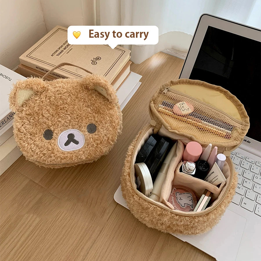 2026 NEW Plushes Makeup Case Anime Relaxed Bear Cosmetic Bag Women Jewelry Storage Pouch Girl Organizer Handbags Gift Hot Sales