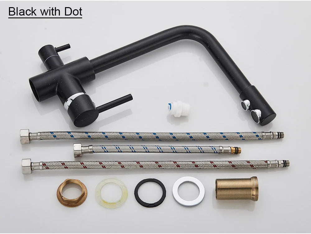 Chrome Purified Water Kitchen Faucet Pure Water Filter Deck Mounted Faucet Crane Dual Handles Hot Cold Water Mixer Taps