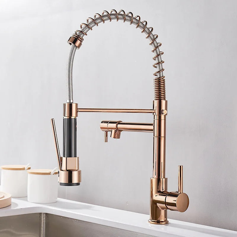 Modern Spring Pull Down Kitchen Faucet, Hot Cold Water Stainless Steel Kitchen Sink Mixer Tap, Single Handle Kitchen Sink Faucet