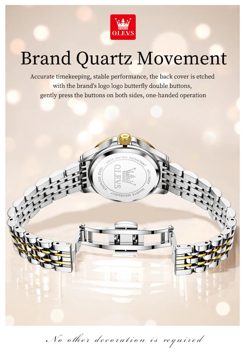 OLEVS 3620 Women Watch Luxury Brand Diamond Quartz Watch Fashion Automatic Calendar Waterproof Women Watch Bracelet Set Reloj