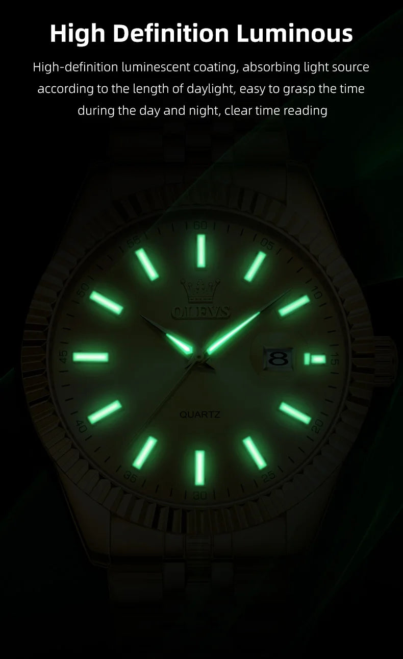 OLEVS 5593 Original Quatz Watch For Men Luxury Top Brand Stainless Steel Waterproof Auto Date HD Luminous Luxury Man Watch