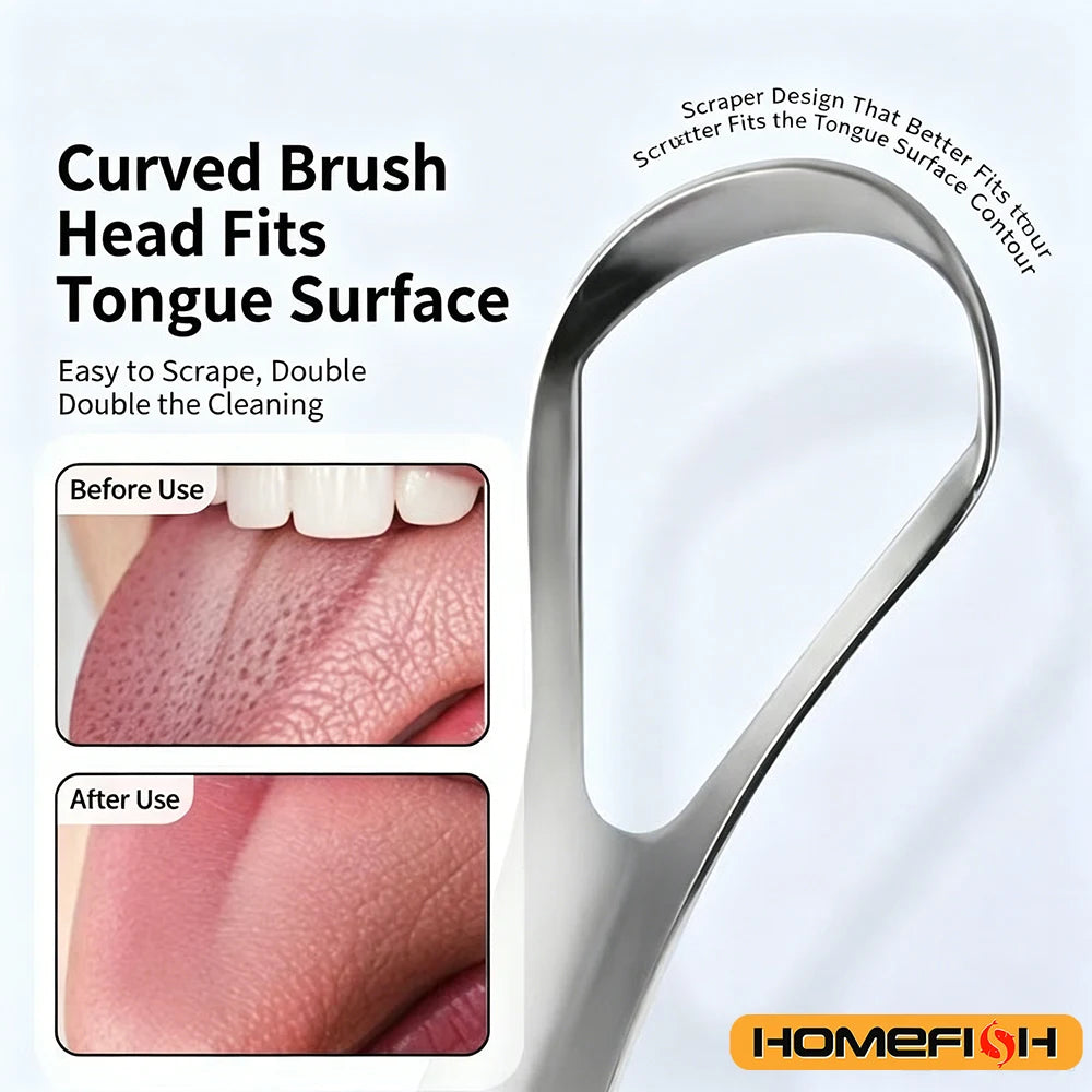 2pcs Stainless Steel Tongue Cleaners Gum Tongue Scraper for Adults Boys and Girls Tongue Care Tools Metal Tongue Scrapers family