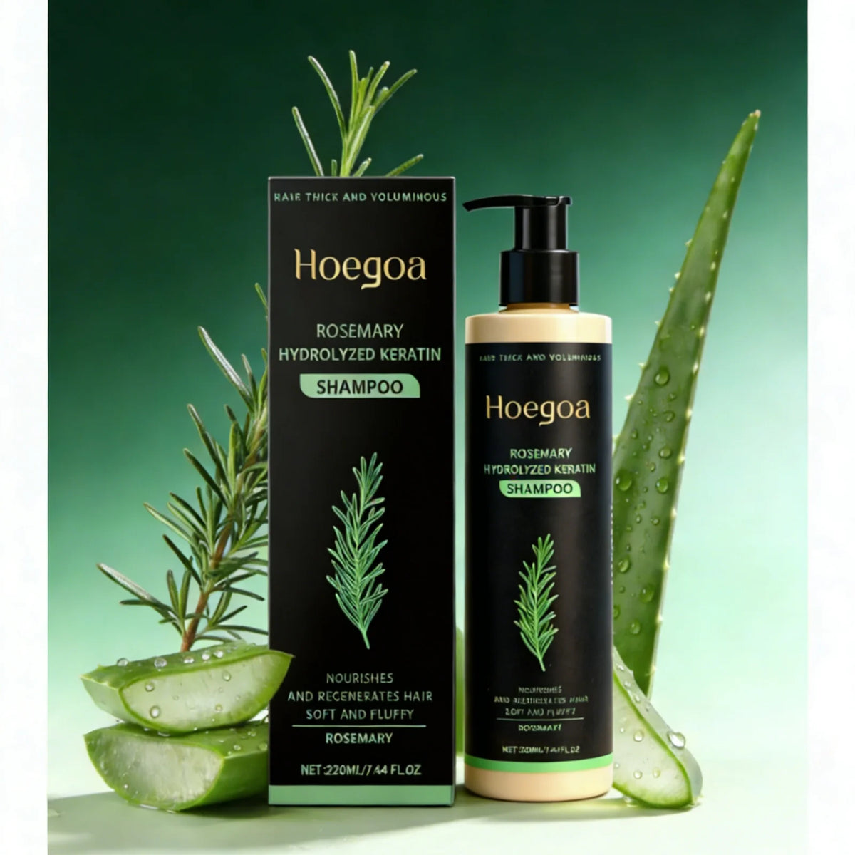 Hoegoa Rosemary Hydrolyzed Keratin Shampoo Strengthening Hair Cleaning Lightweight Hair Loss Treatment Hair Regrowth Shampoo