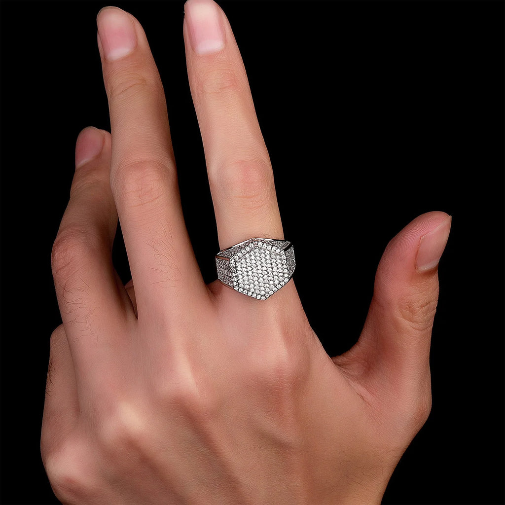 Trendy Hip Hop Rock Men Ring Luxury Gold/Silver Color Full Bling Iced Out Cubic Micro Paved CZ Rings Wedding Party Jewelry Gift