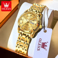 OLEVS 5513 Mens Watch Original Fashion Brand Quartz Waterproof Luminous Watch For Man Stainless Steel Dual Calendar Watch Box