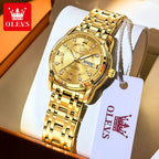 OLEVS 5513 Mens Watch Original Fashion Brand Quartz Waterproof Luminous Watch For Man Stainless Steel Dual Calendar Watch Box