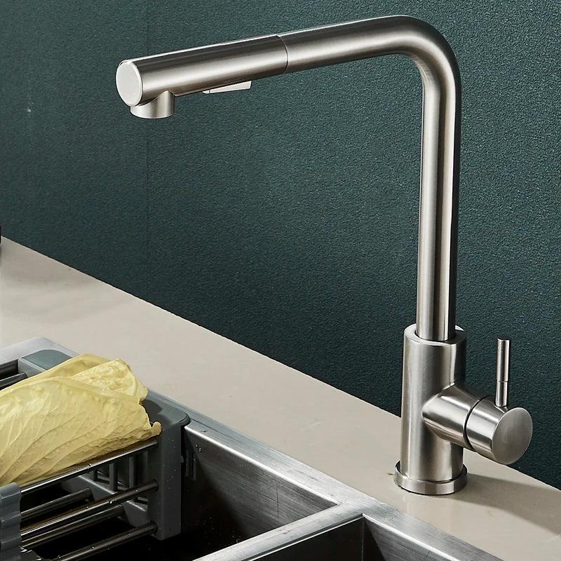 Black Pull Out Kitchen Sink Faucet Deck Mounted Stream Sprayer Kitchen Mixer Tap Bathroom Kitchen Hot Cold Tap