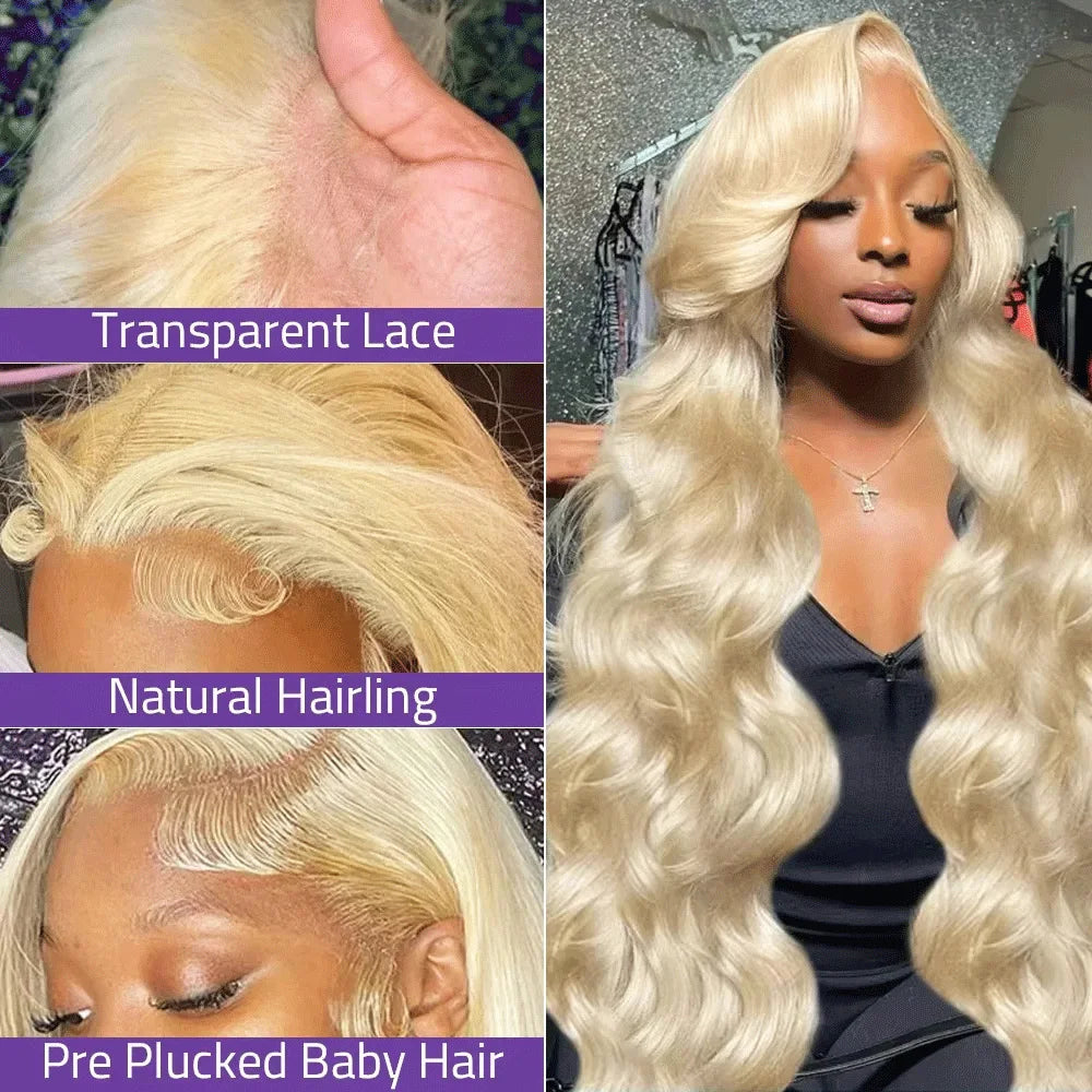 Honey Blonde 613 HD Lace Frontal Wig 13x6 Human Hair Body Wave Wigs for Women 36 Inch 200 Density Brazilian 13x4 Lace Front Wigs