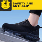 Safety Shoes Men Steel Toe Boots Anti-smash Anti-puncture Safety Work Shoes Men Lightweight Breathable Protective Shoes Black