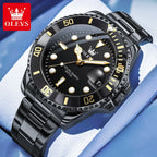 OLEVS 5885 Luxury Men Watch Diving Series Deep Waterproof Auto Date Stainless Steel NEW Red Dial Original Wristwatch