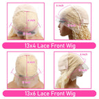 200% 613 Honey Blonde 13x6 HD Transparent Lace Front Human Hair Wigs For Women 34 36 Inch Straight 13x4 Lace Frontal Wig