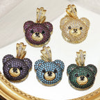 Juya 18K Real Gold Plated Decoration Animal Pendants Cz Bear Charms For DIY Women Kids Luxury Christmas Gift Jewelry Making