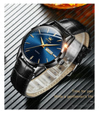 OLVES 6898 Top Brand Men's Watches Original Simple Quartz Wristwatch for Man Waterproof Leather Strap Business Watch Casual